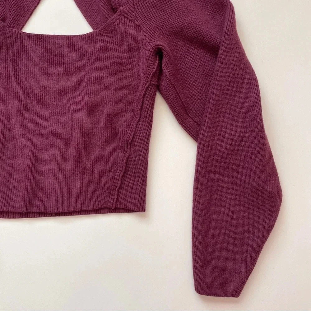 Free People Saffron Open Back Sweater Pomegranate Wine Women's Size XS - Picture 8 of 13